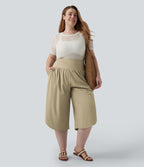 Pantalon capri grande taille Breezeful™ taille haute gainant à ourlet arrondi séchage rapide avec poches