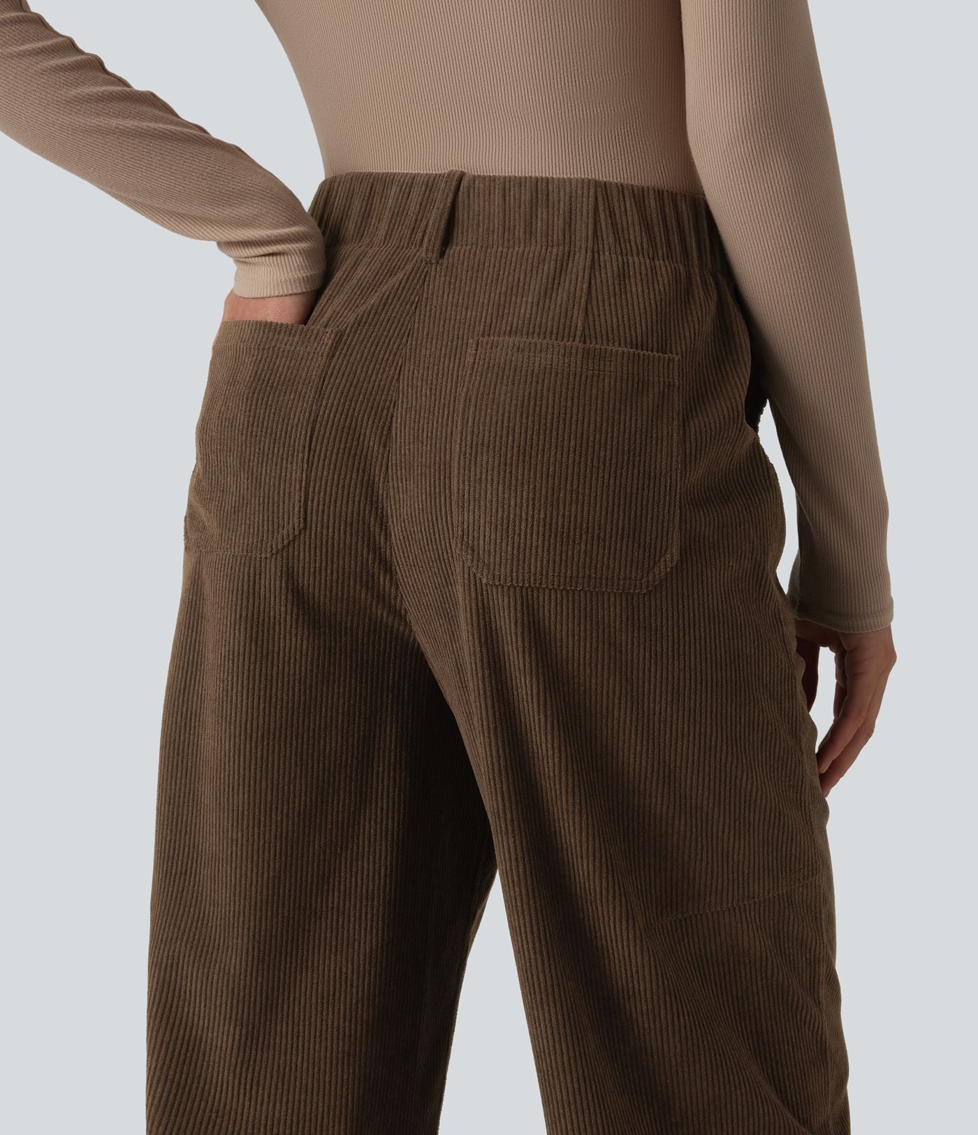 Halara Flex™ Pantalon tailleur velours côtelé taille haute coupe tonneau avec poches