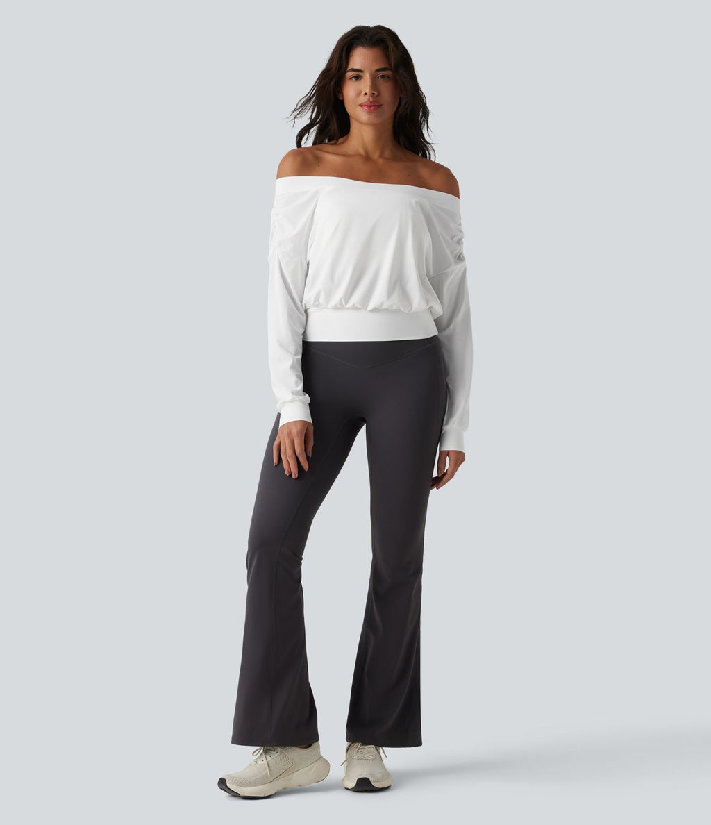 Haut de sport yoga épaules dénudées manches longues oversize effet frais InstantCool séchage rapide