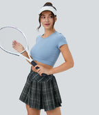 Jupe Tennis Plissée à Carreaux avec Taille Haute et Poches Latérales 2 en 1