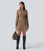 Robe courte col tailleur manches longues