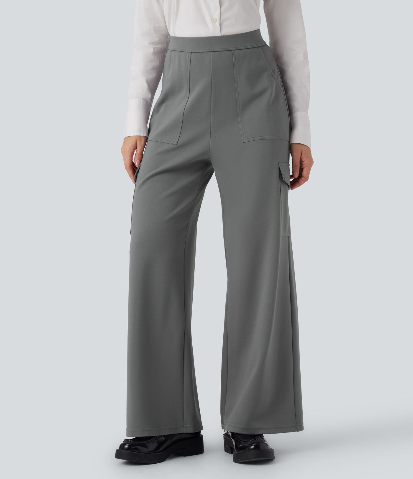 Pantalon cargo de travail coupe droite taille haute Halara Flex™ avec poches