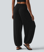 Jogging casual coupe ballon taille mi-haute avec cordon de serrage et poches