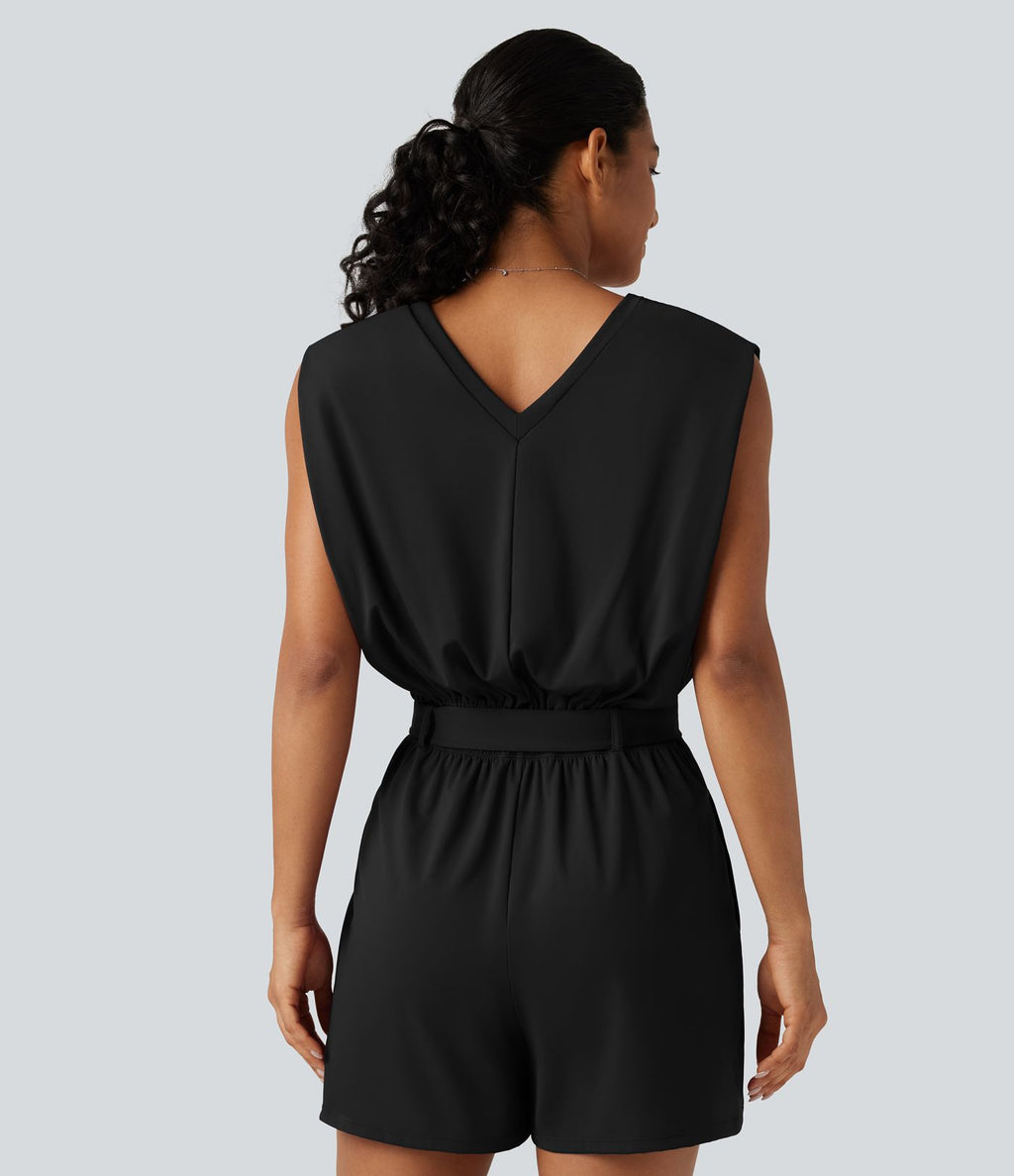 Combishort SoftlyZero™ Airy effet frais InstantCool sans manches à col V avec ceinture, poches et protection solaire UPF50+ avec accès facile Easy Peasy