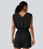 Combishort SoftlyZero™ Airy effet frais InstantCool sans manches à col V avec ceinture, poches et protection solaire UPF50+ avec accès facile Easy Peasy