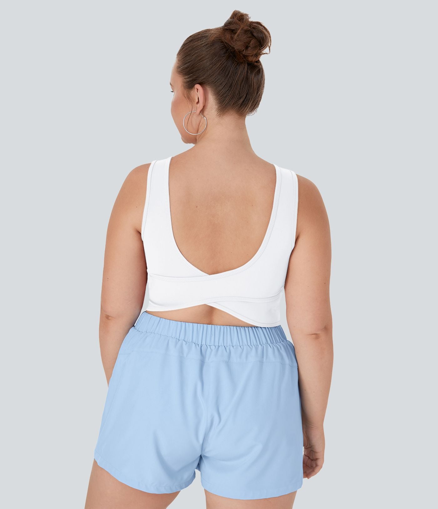 Débardeur Danse Barre Ballet Grande Taille à Encolure U Dos Nu et Croisé