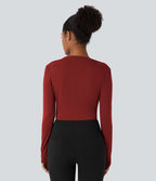 Cowl Neck Ruched Long Sleeve Slim Work Top