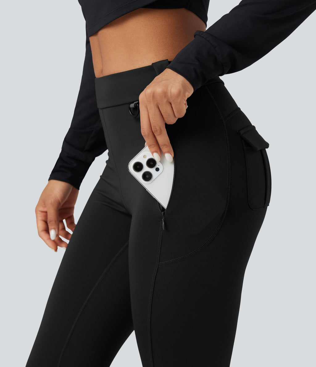 Legging cargo de randonnée résistant à l'usure taille mi-haute avec poches