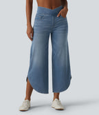 Halara Flex™ Jean large casual taille mi-haute croisée avec ourlet incurvé et poches