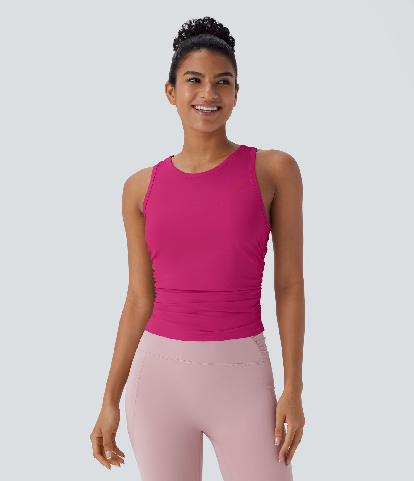 Débardeur de yoga dos nageur froncé col rond