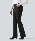 Pantalon tailleur évasé taille haute avec poches