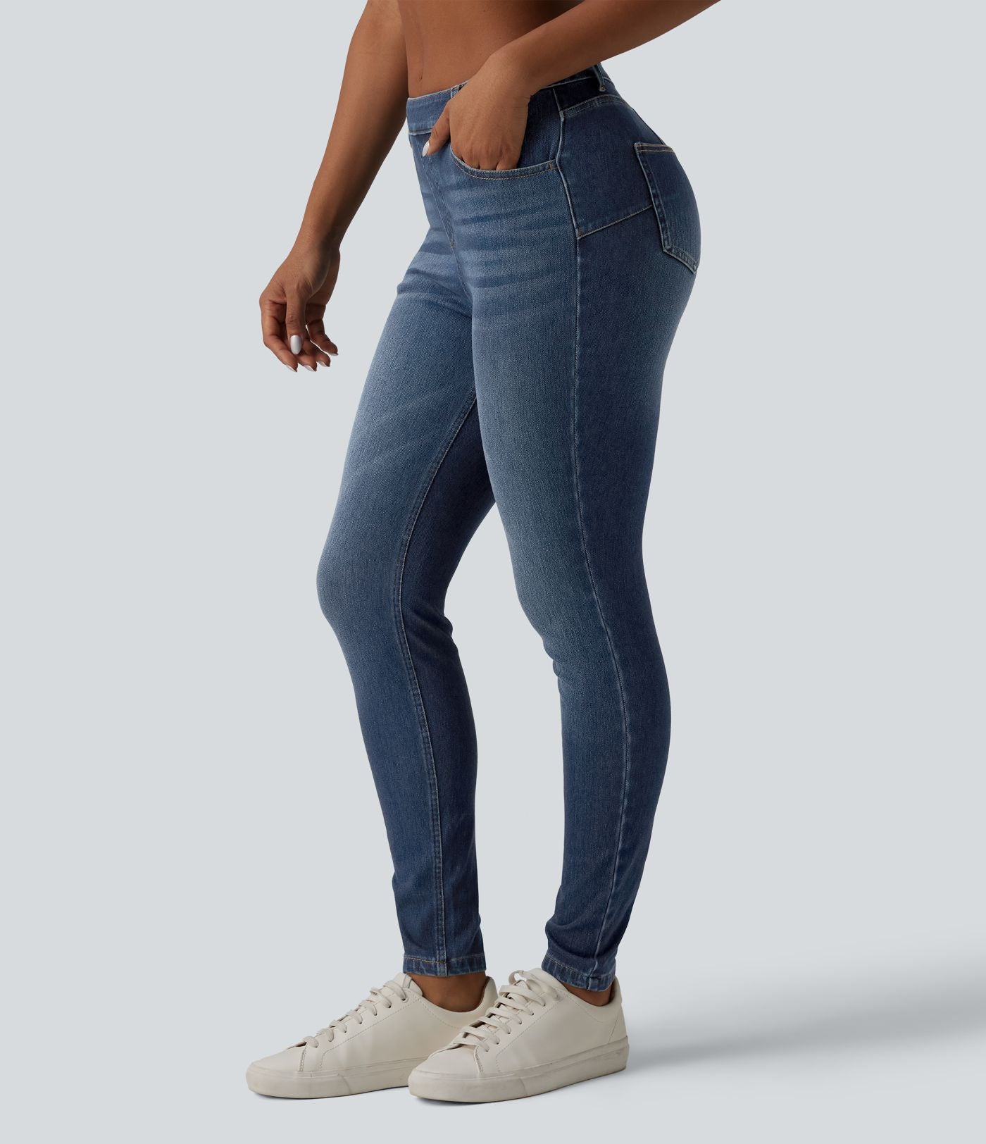 Jean skinny 7/8 casual Halara Flex™ Curvy taille mi-haute avec poches