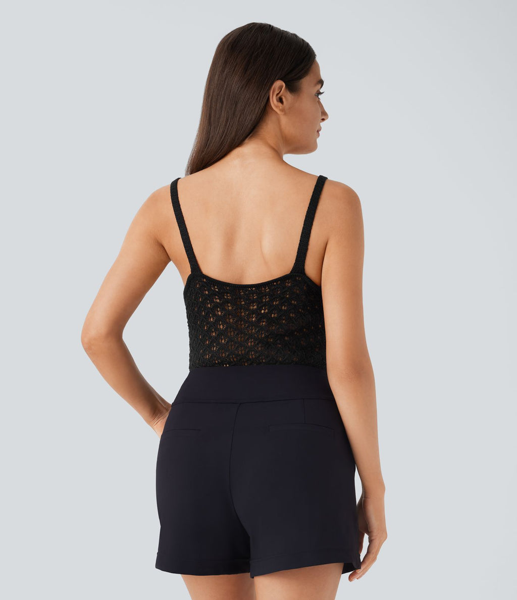 Débardeur décolleté en V en maille avec dos nu et découpes