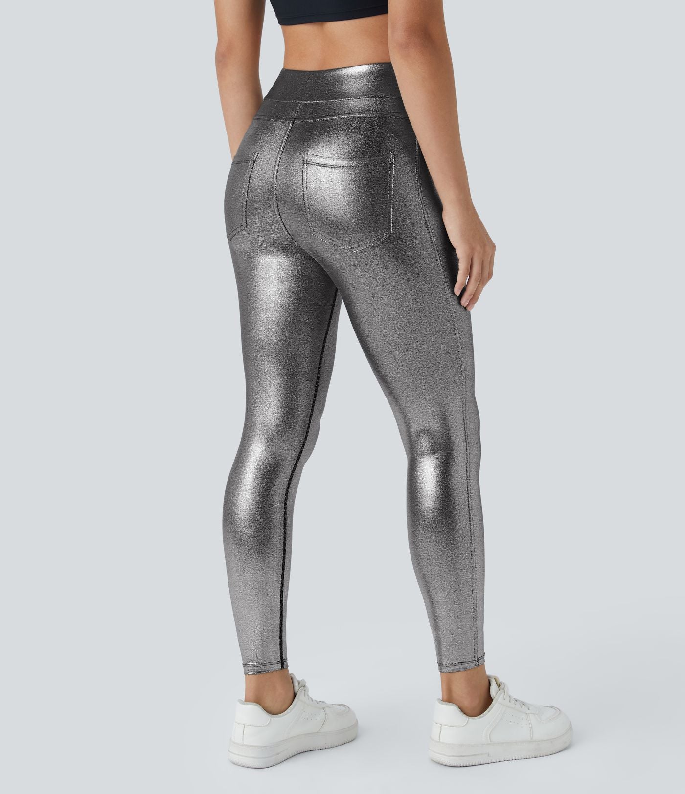 Softlyzero™ Legging Travail Taille Haute Tissu Enduit Poche Latérale Arrière