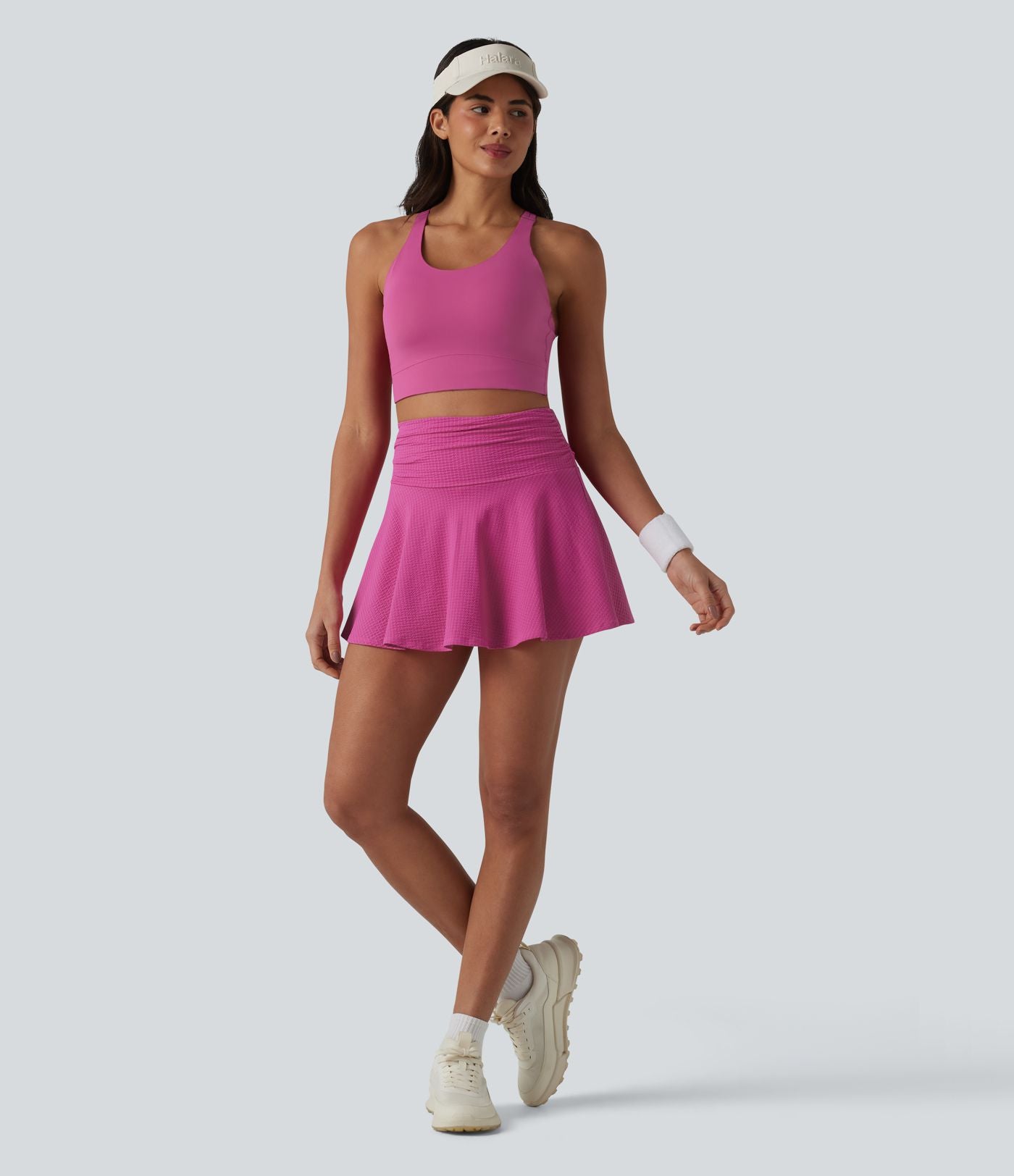 Jupe mini évasée 2-en-1 de tennis taille haute à séchage rapide, avec poches – Protection UPF 40+