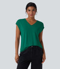 T-shirt casual col V manches courtes