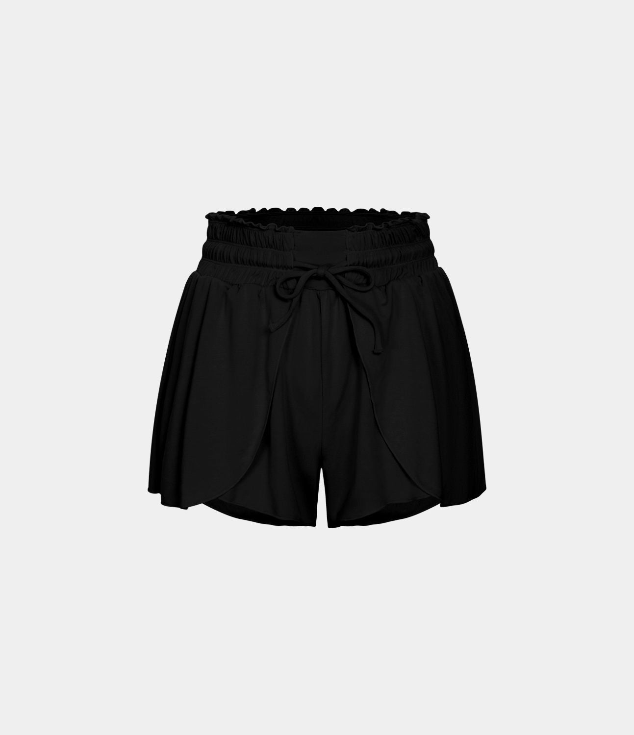 Short Casual 7,5cm Empilé Taille Haute Bordures Volantées Taille Élastique Cordon de Serrage
