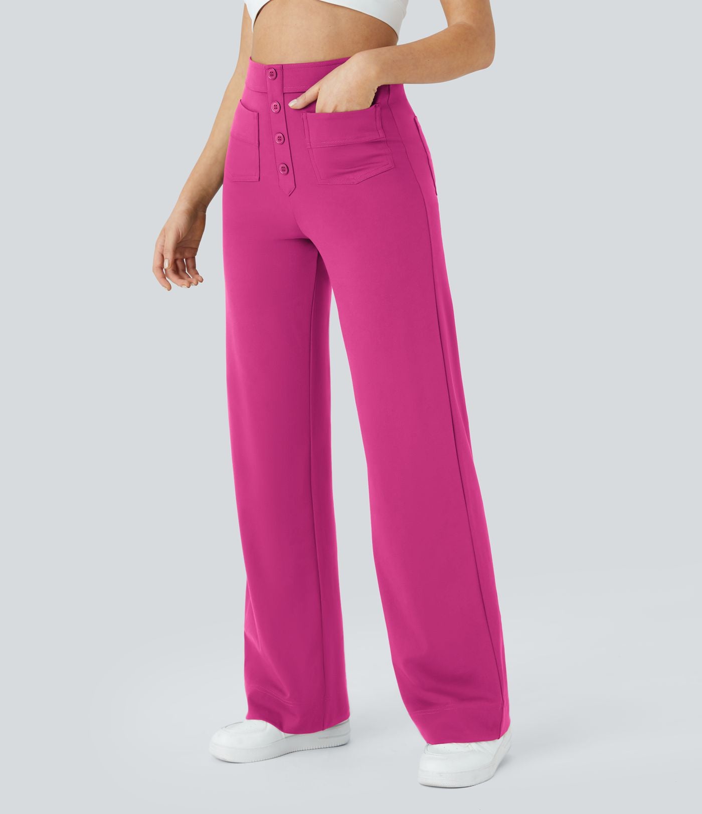 Pantalon taille haute coupe droite DayStretch avec poches