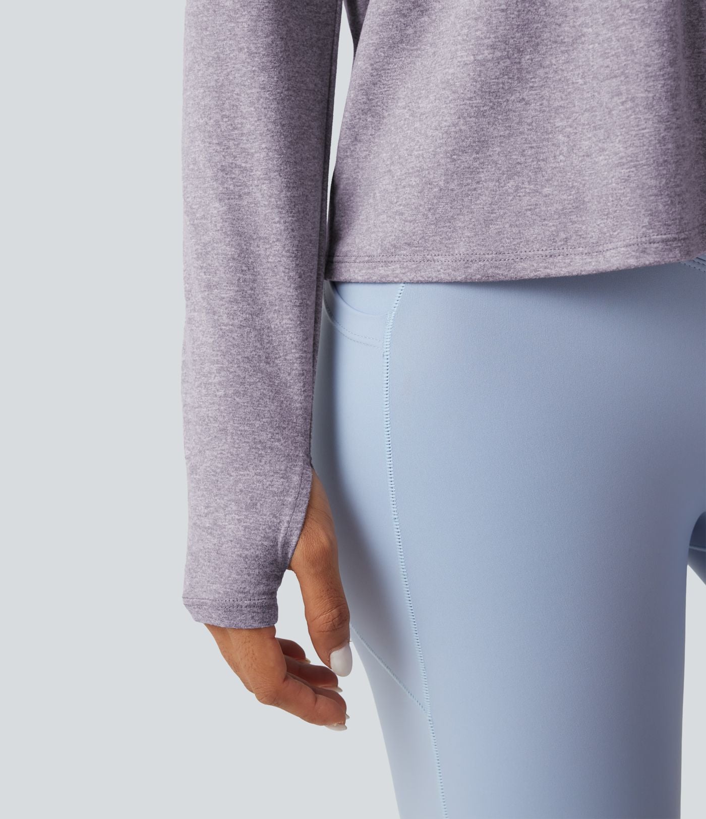 Haut de sport yoga dos drapé manches longues à trous pouces