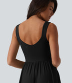 Robe longue fluide sans manches avec brassière intégrée (Bonnets E-G) et poches