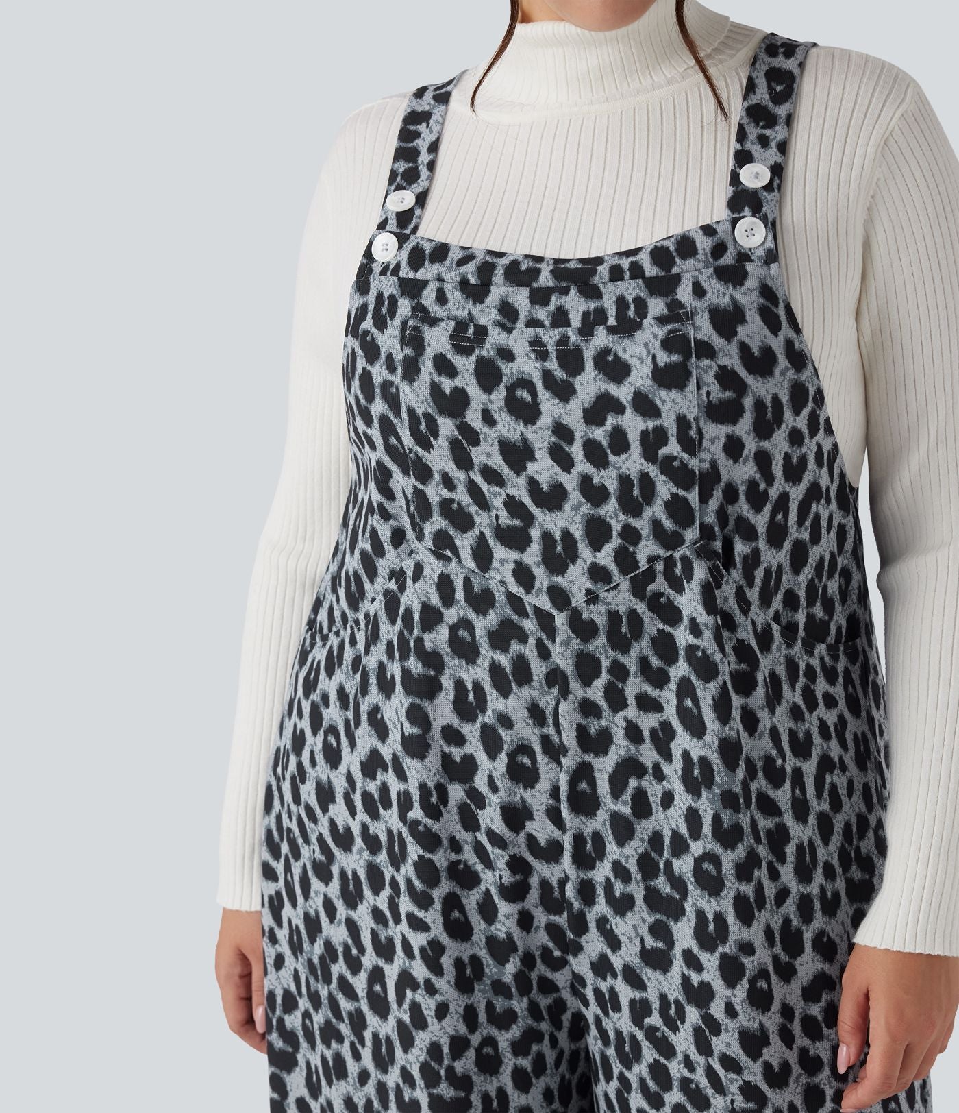 Salopette grande taille gaufré imprimé léopard avec poches