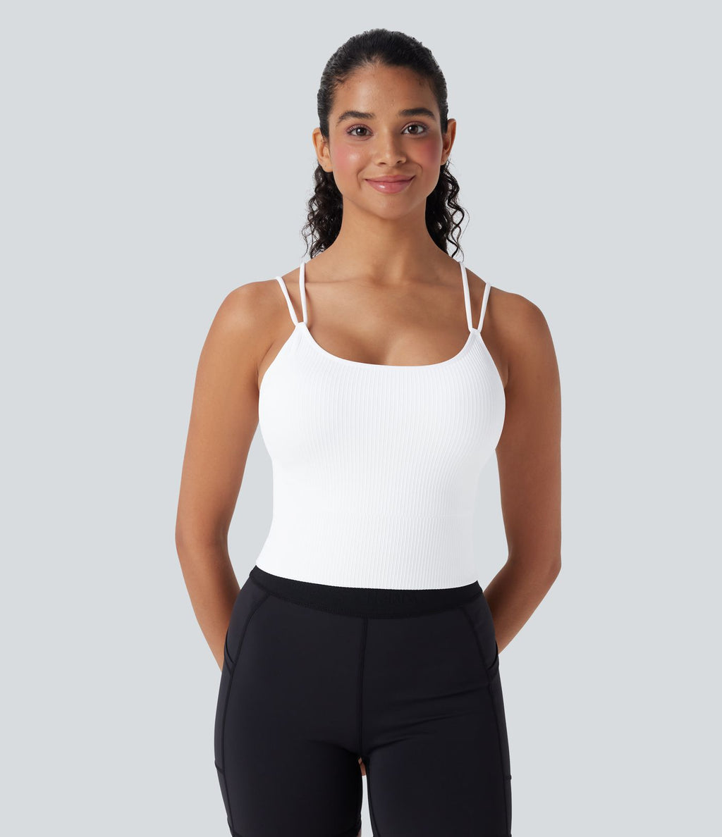 Débardeur running court dos en V bretelles doubles bonnets E-G sans couture OneForm Seamless Flow