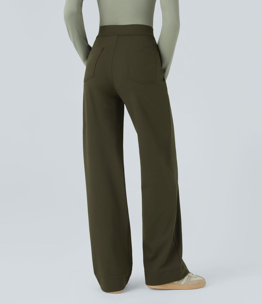 Pantalon coupe droite taille haute DayStretch avec poches