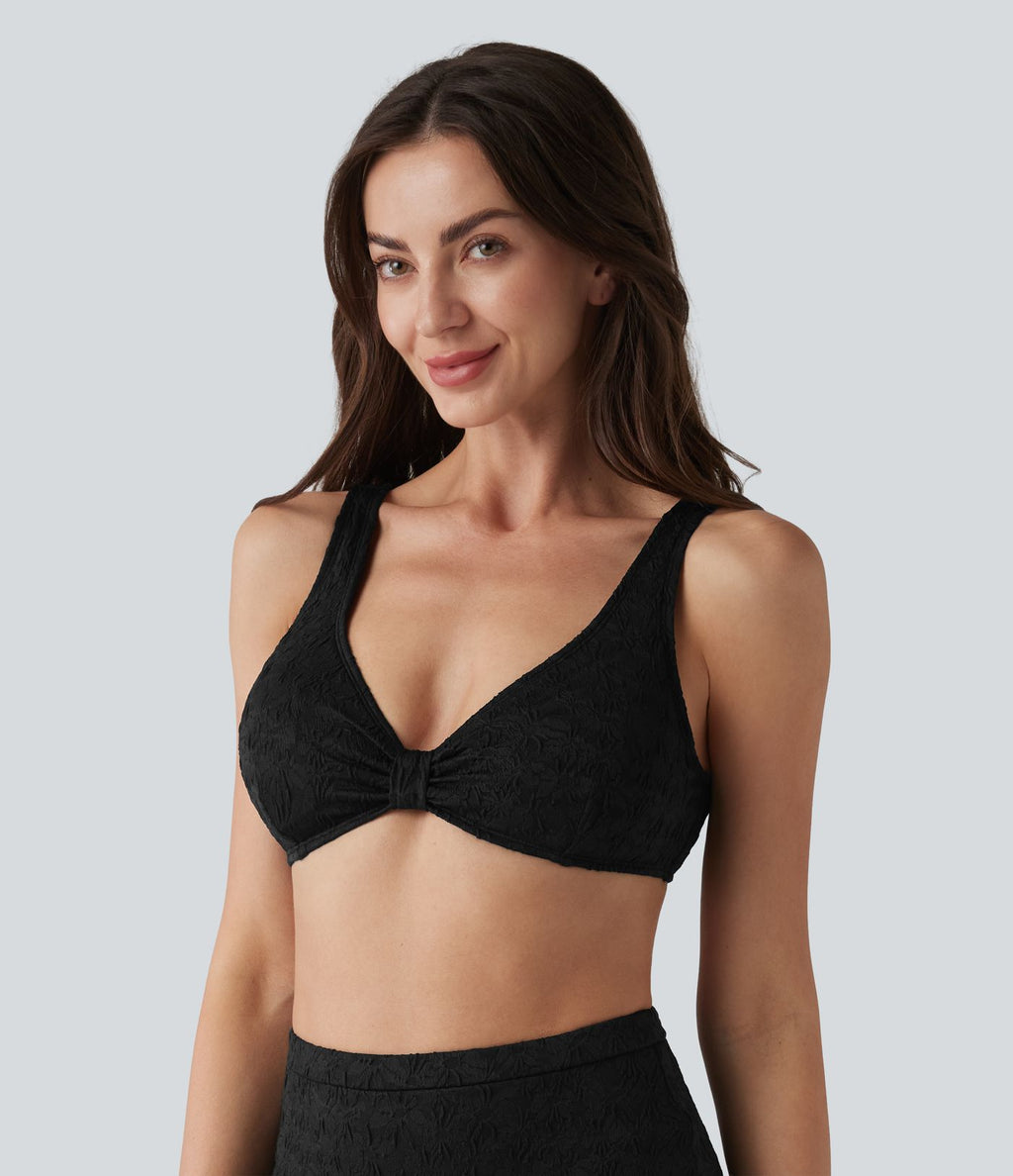 Haut de bikini jacquard à décolleté plongeant en V