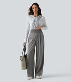Pantalon tailleur jambes droites taille haute gainant Halara Flex™ DayStretch avec poches