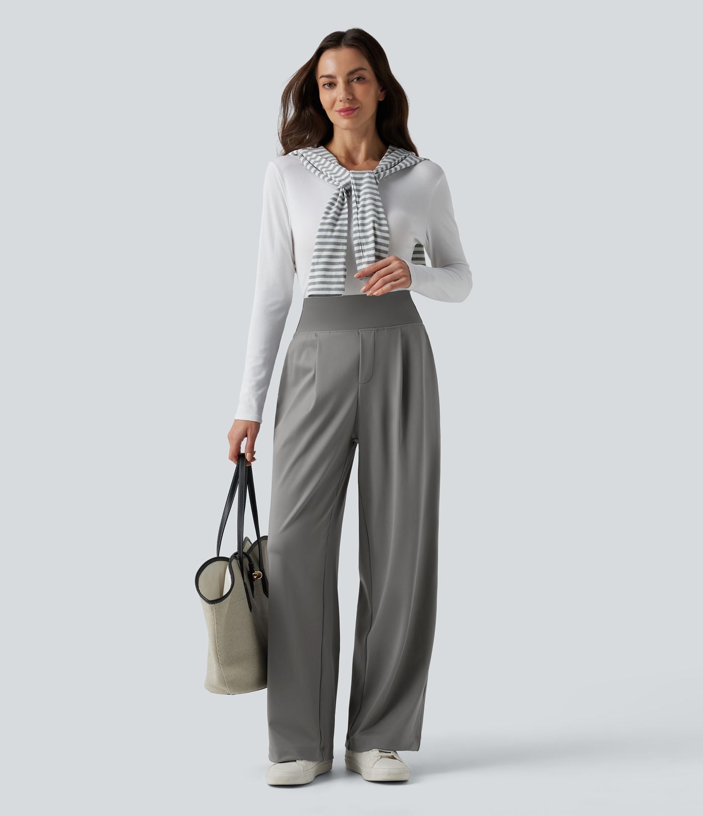Pantalon tailleur jambes droites taille haute gainant Halara Flex™ DayStretch avec poches