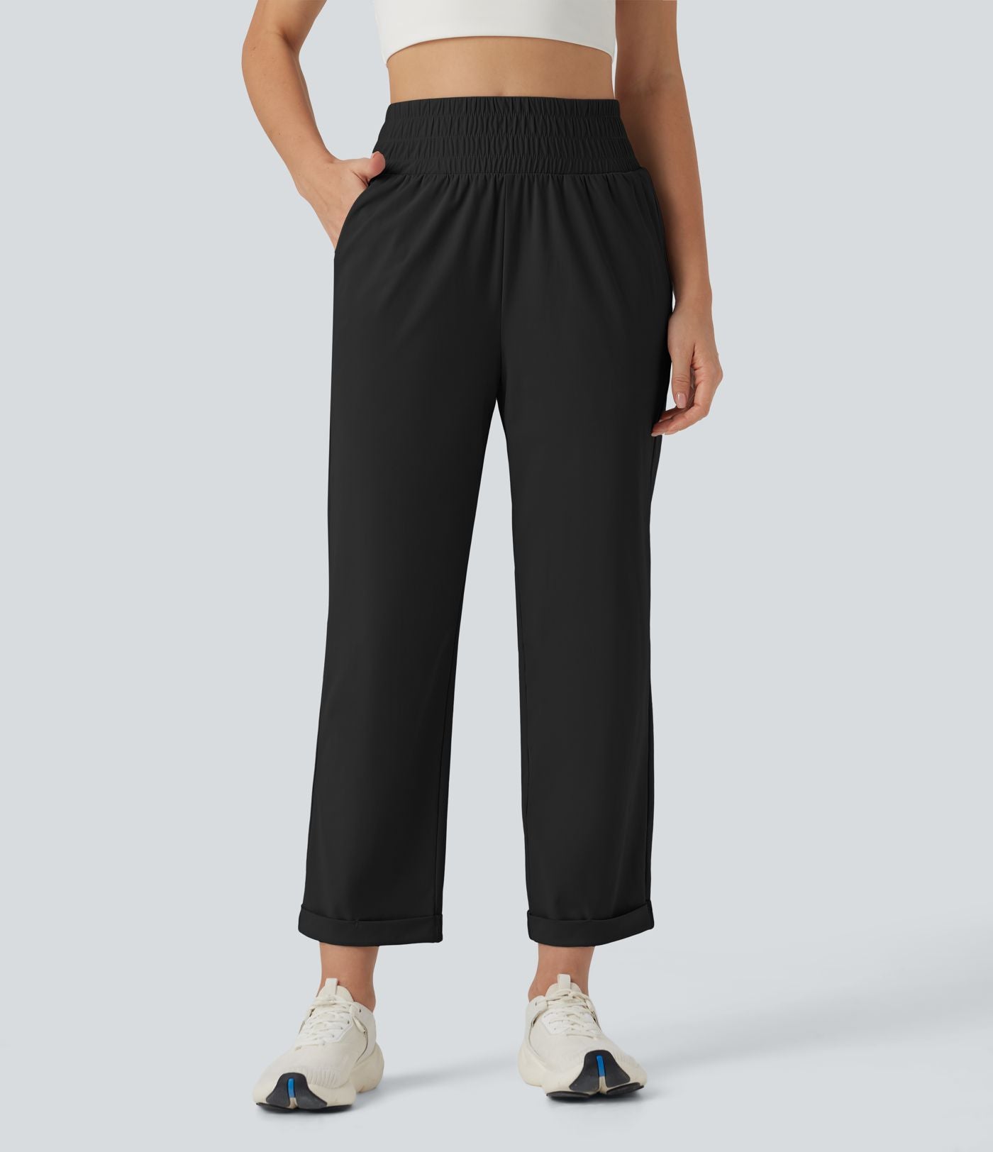 Pantalon yoga fuselé taille haute avec poches
