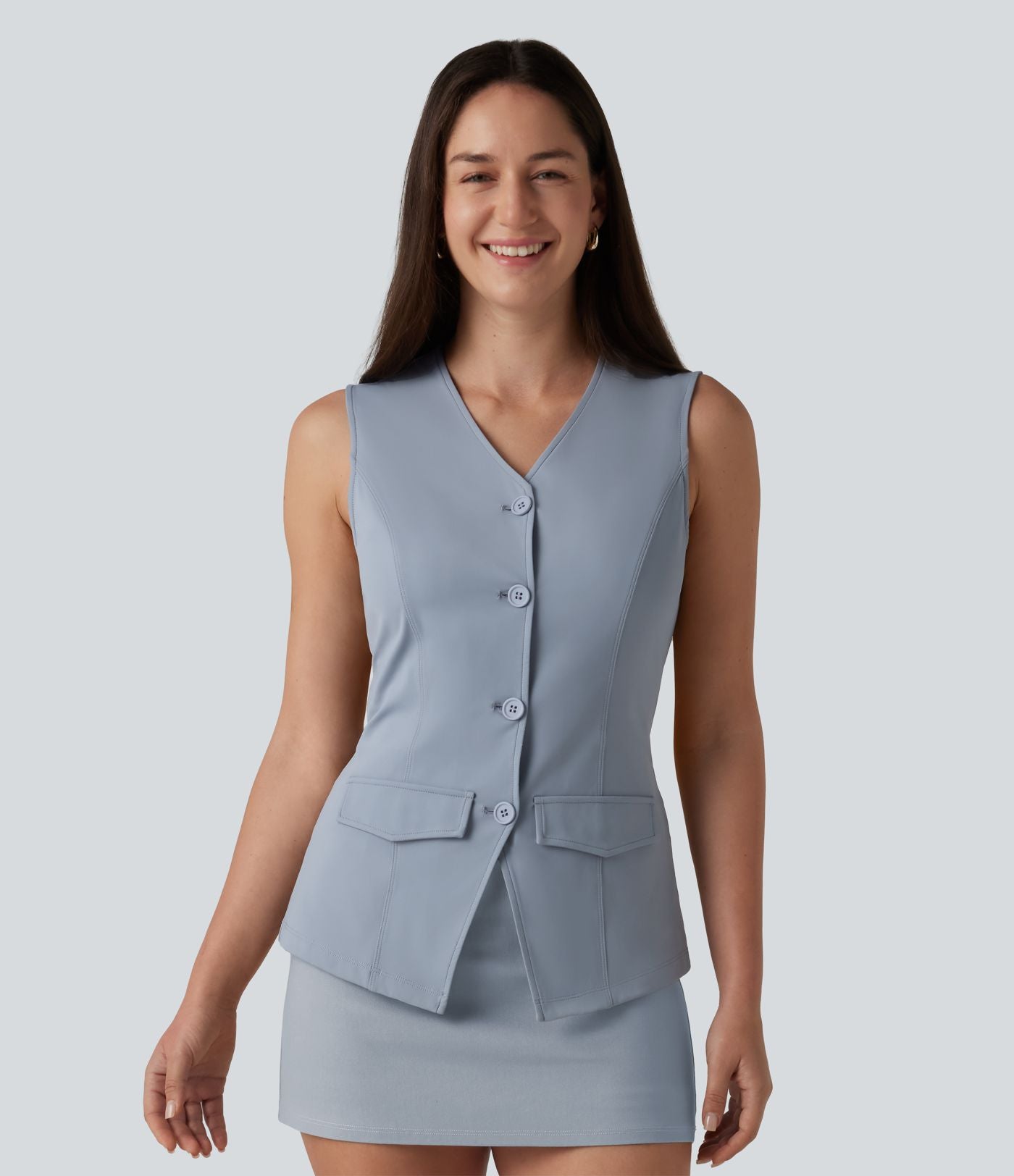 Gilet décontracté SoftlyZero™ Airy à col V et effet frais InstantCool