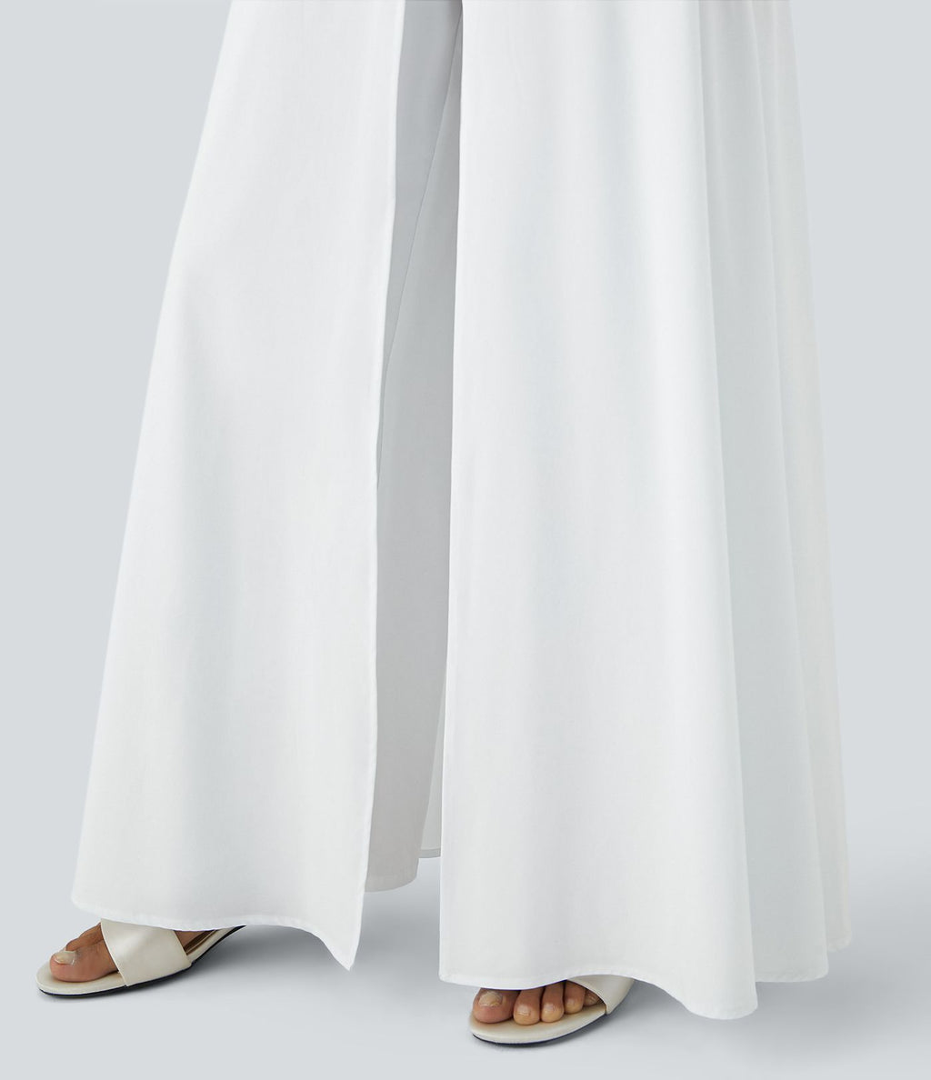 Combinaison Breezeful™ à séchage rapide pour demoiselles d'honneur et invitées de mariage, sans manches, avec fermeture éclair, poches latérales et détails contrastés