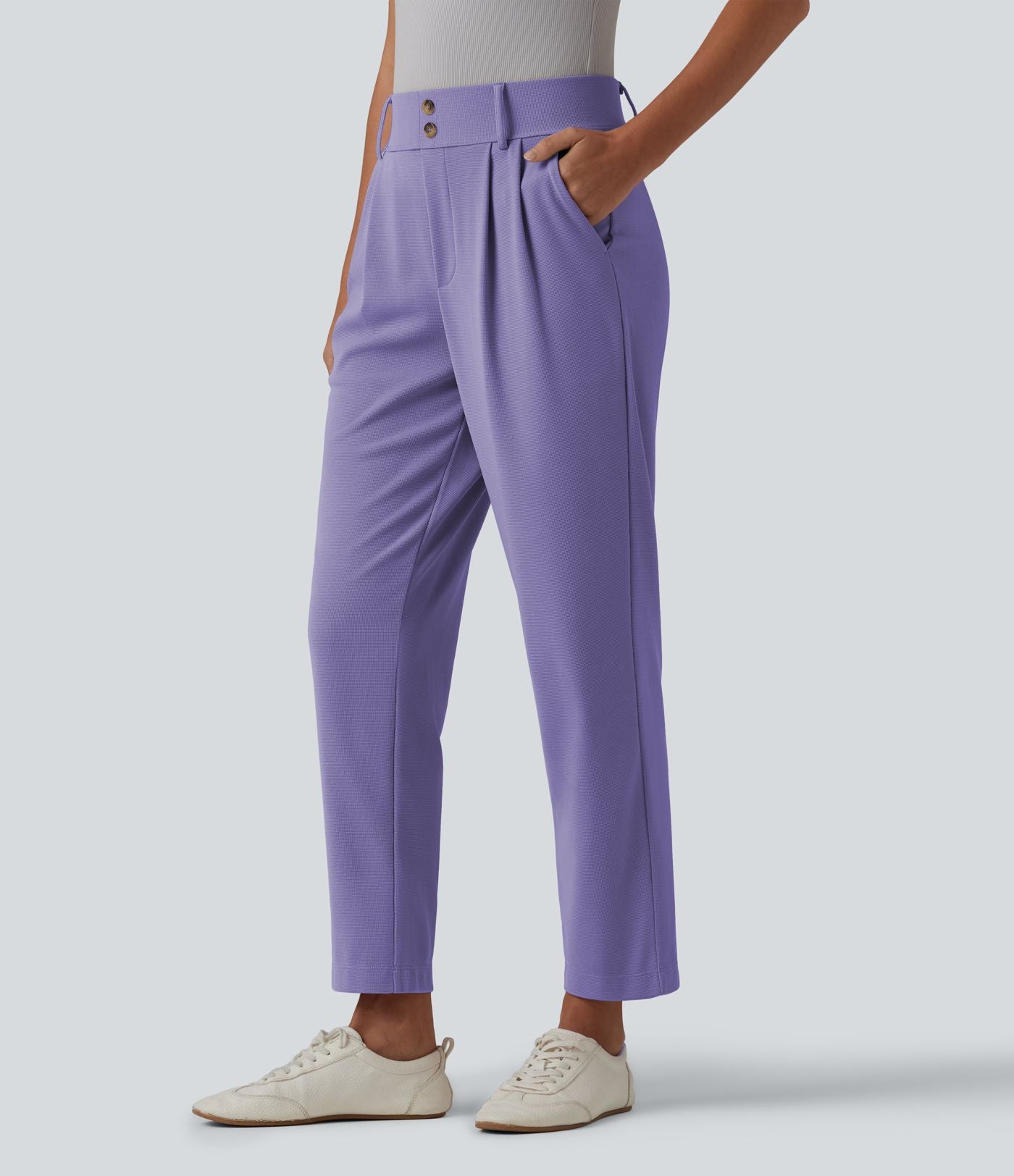 Halara Flex™ Pantalon tailleur fuselé taille haute en tissu gaufré avec poches