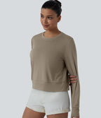 T-shirt casual col rond manches longues coupe ample