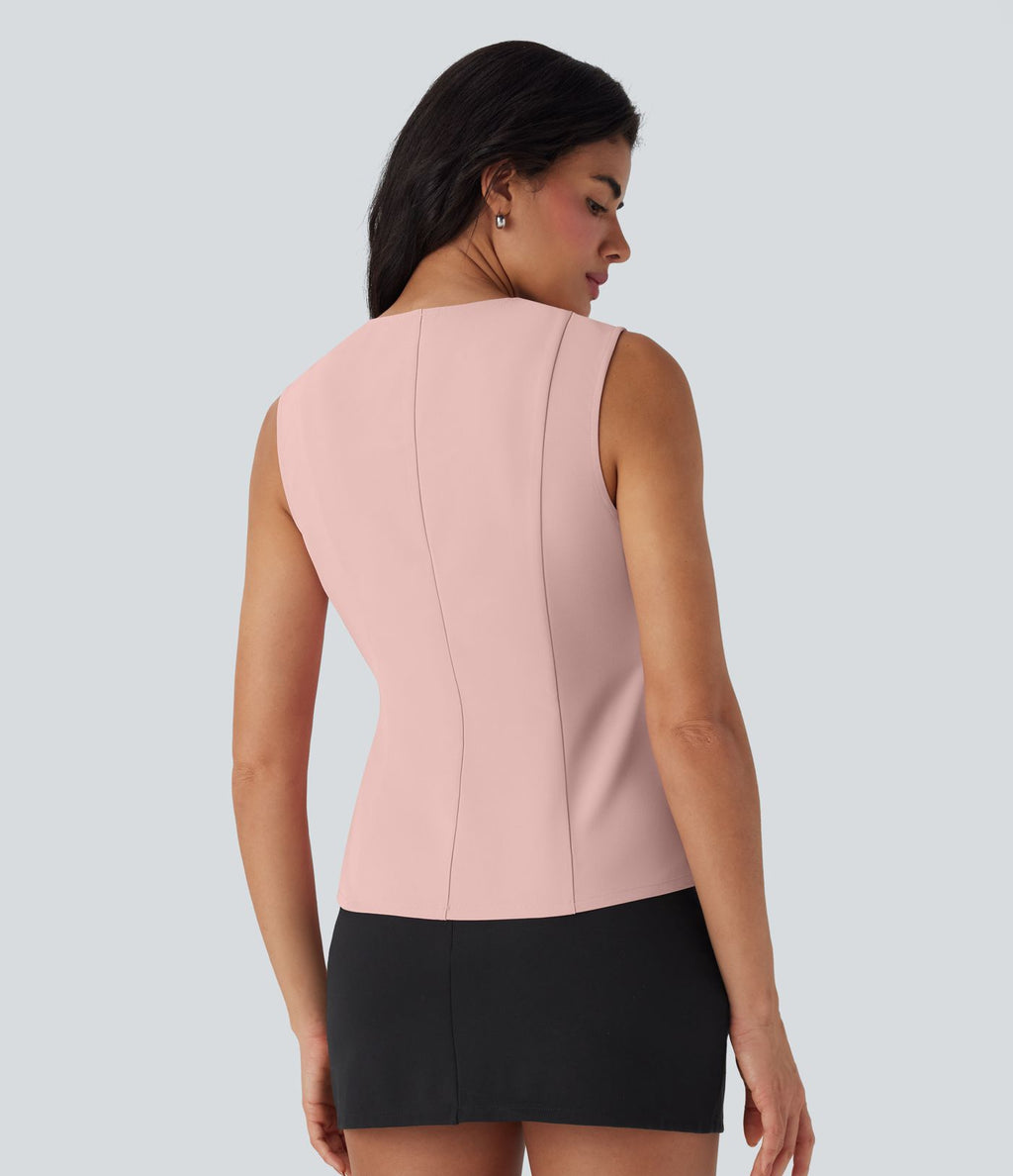 Gilet de travail col V enveloppant entrecroisé à laçage