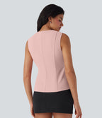 Gilet de travail col V enveloppant entrecroisé à laçage