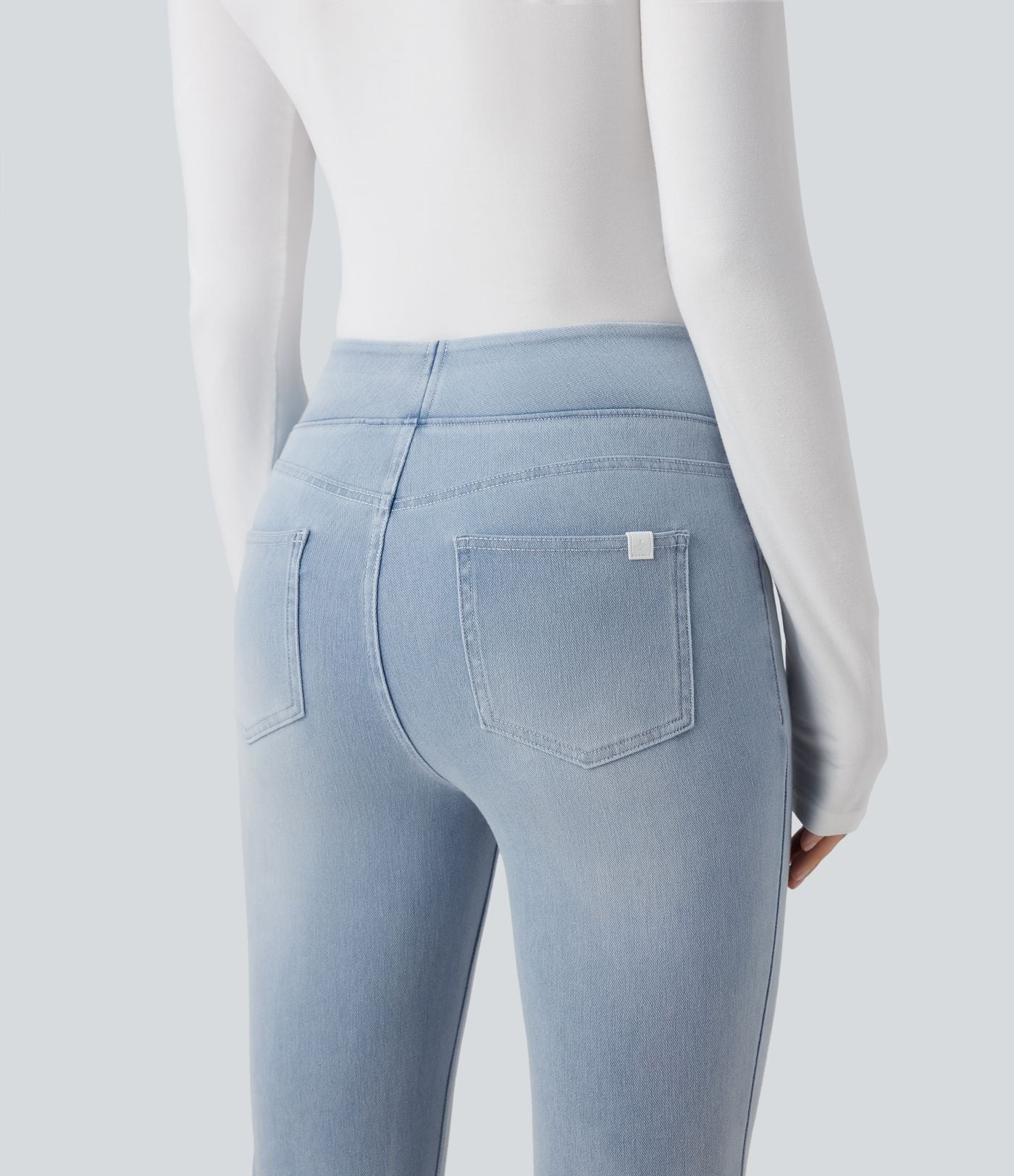 Halara Flex™ Jean bootcut décontracté extensible délavé taille haute à poches multiples