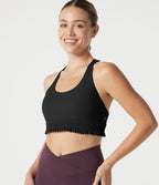Brassière de sport pour entraînement à maintien léger, col U, ourlet à volants