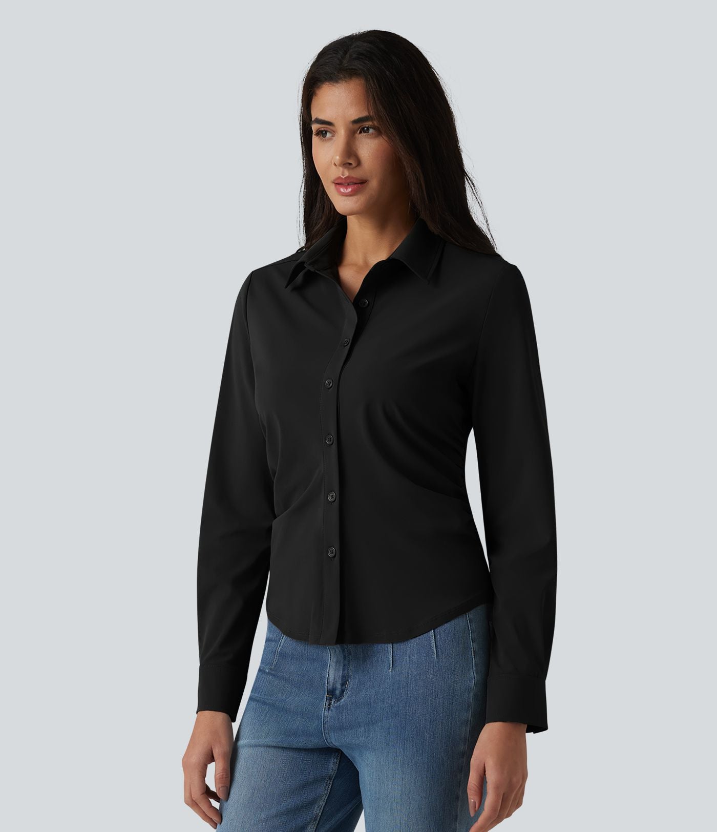 Chemise casual infroissable à manches longues et séchage rapide