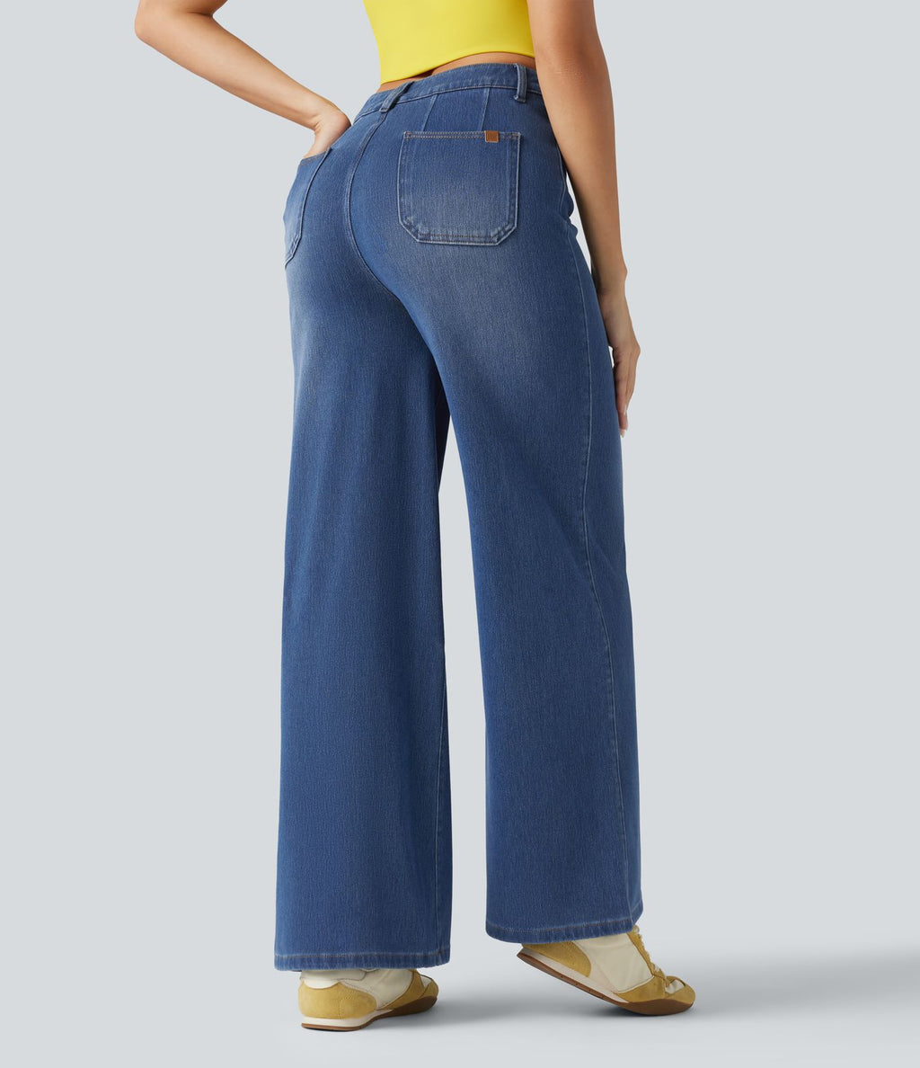 Jean large décontracté Halara Flex™ Curvy taille haute gainant avec poches