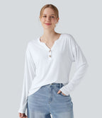 T-shirt col Henley à manches longues