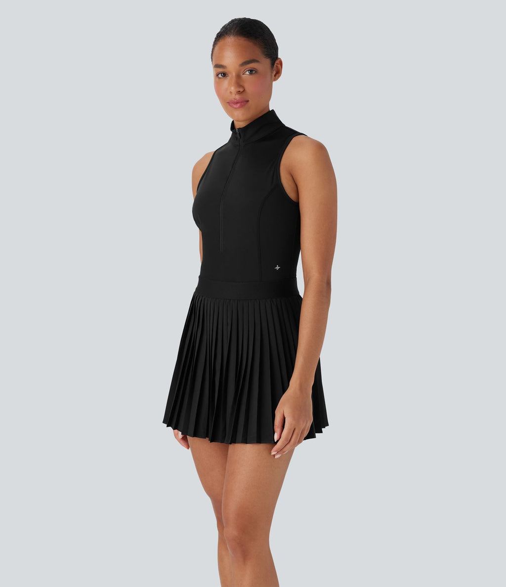 Robe de tennis courte 2-en-1 sans manches ajourée plissée à séchage rapide Breezeful™ avec poches latérales