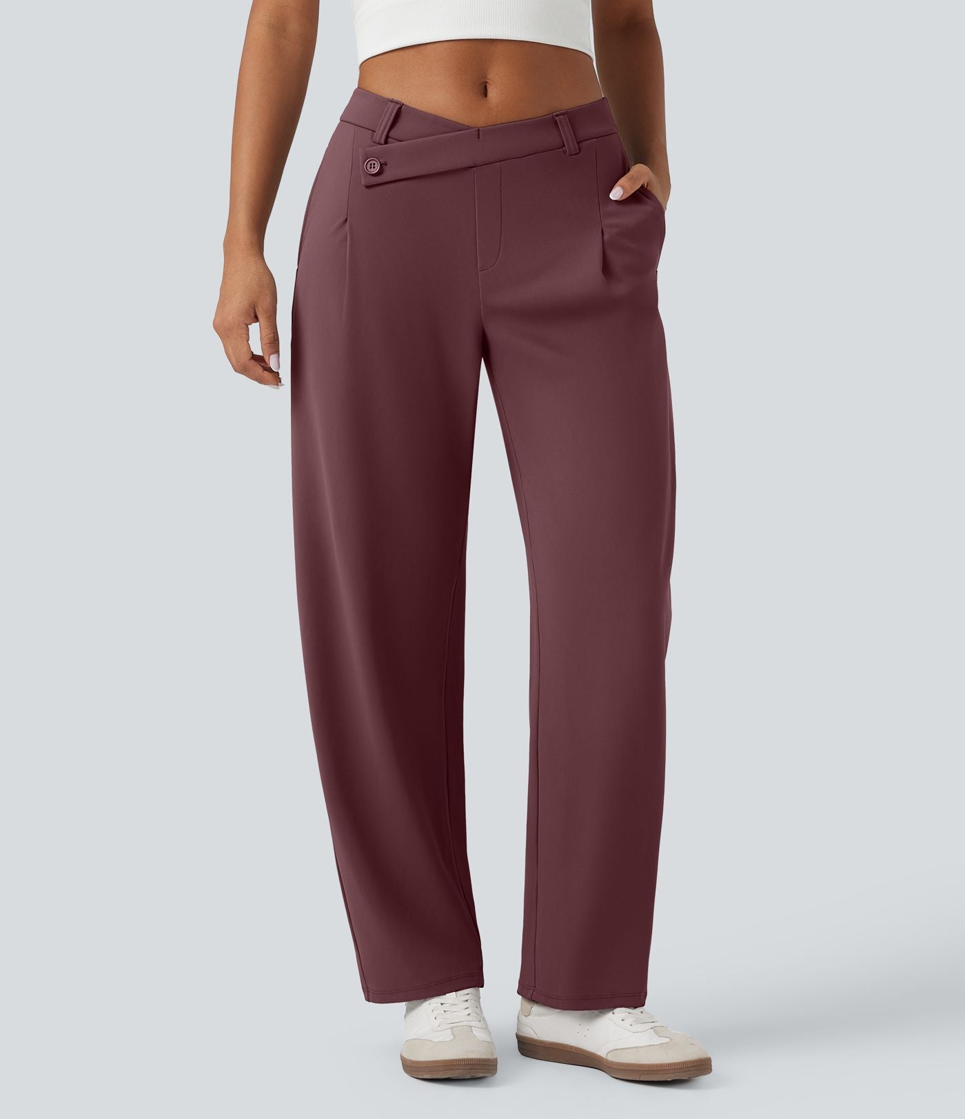 Pantalon tailleur fuselé asymétrique taille moyenne Halara Flex™ DayStretch avec poches