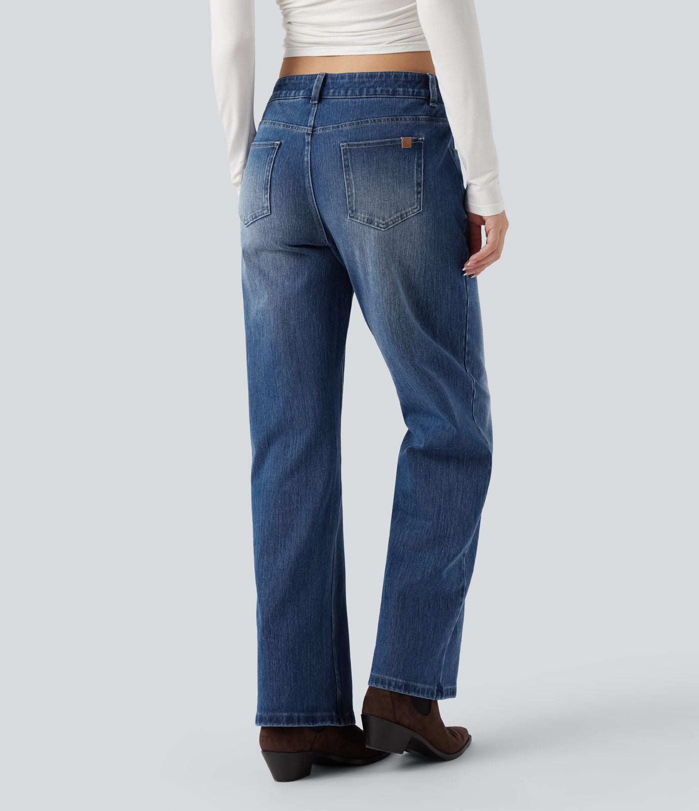 Jean décontracté Halara Flex™ asymétrique jambe droite taille basse avec poches