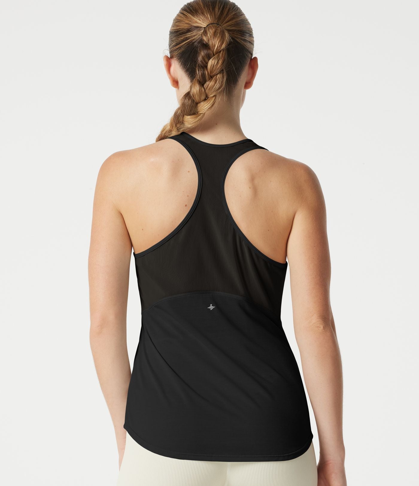 Débardeur de yoga à dos nageur, en maille respirante, ourlet arrondi et séchage rapide