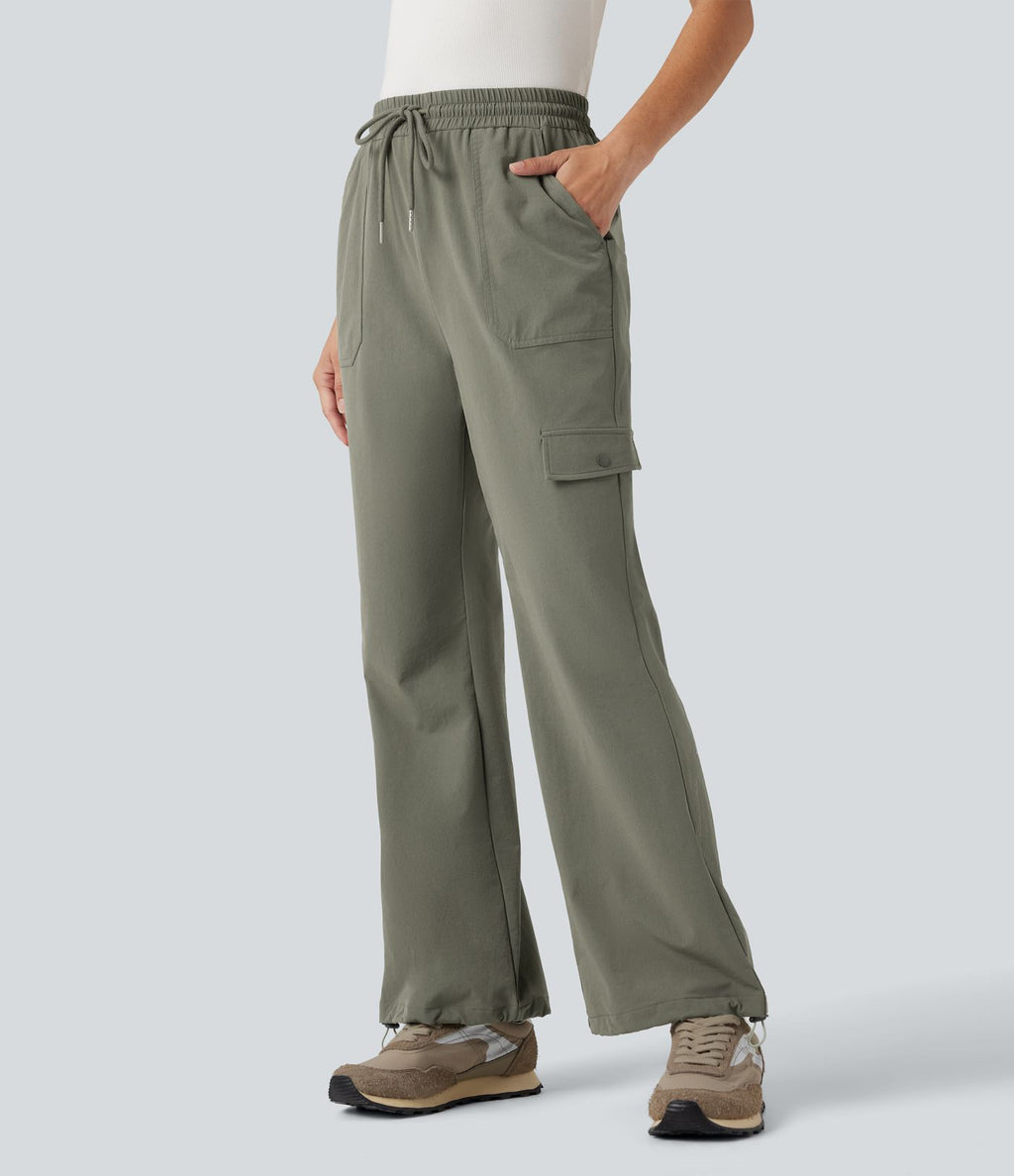 Pantalon de randonnée bootcut, taille haute, cordon et poches