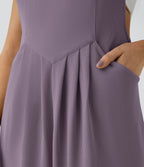 Salopette Casual Bretelles Ajustables Boutonnés Multiples Poches Plis et Tissu Gaufré