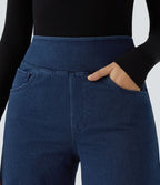 Halara Flex™ Jean Large Travail à Taille Haute Poches Multiples et Tricot Extensible