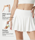 Jupe-short de tennis mini SoftlyZero™ QuickDry taille mi-haute gainante à plis avec poches